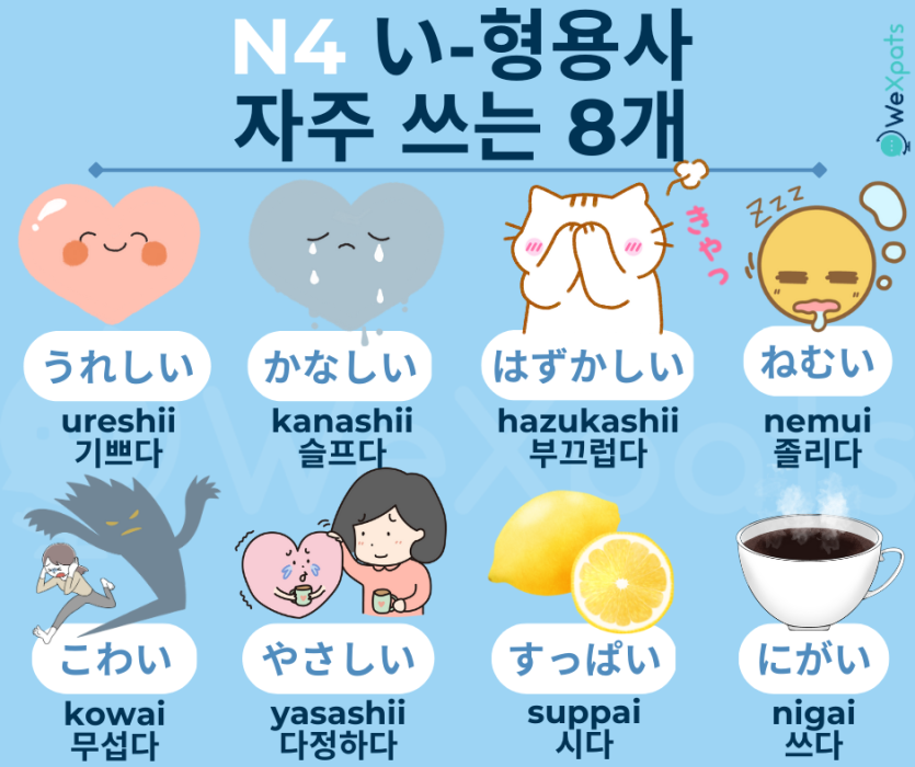 JLPT N4 이 형용사 이미지