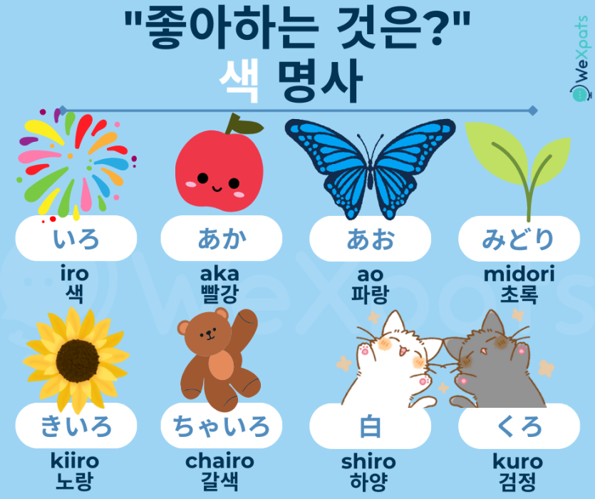 JLPT N5 명사 일본어 색 이미지