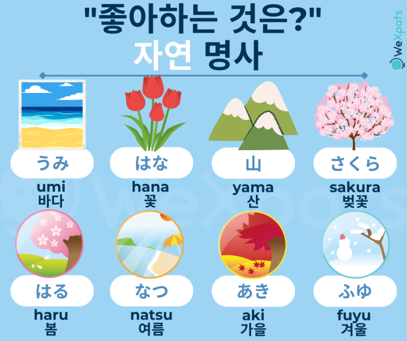 JLPT N5 명사 일본어 자연 이미지