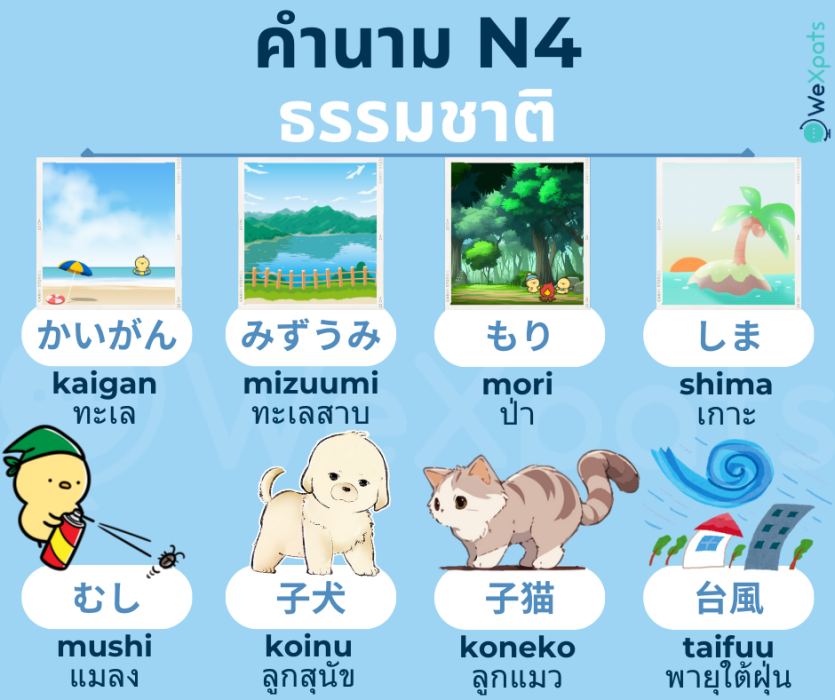 คำนามน่ารู้ JLPT ระดับ N4 - ธรรมชาติ