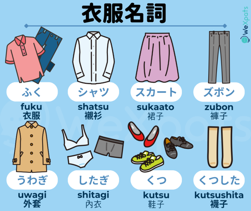 N5名詞清單 - 衣服與飾物