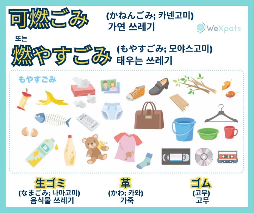 일본 태우는 “가연 쓰레기” 종류와 버리는 법