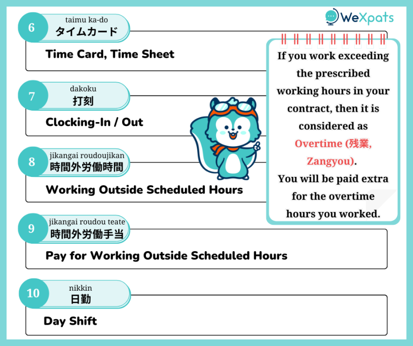 working hours in japan vocabulary lessons