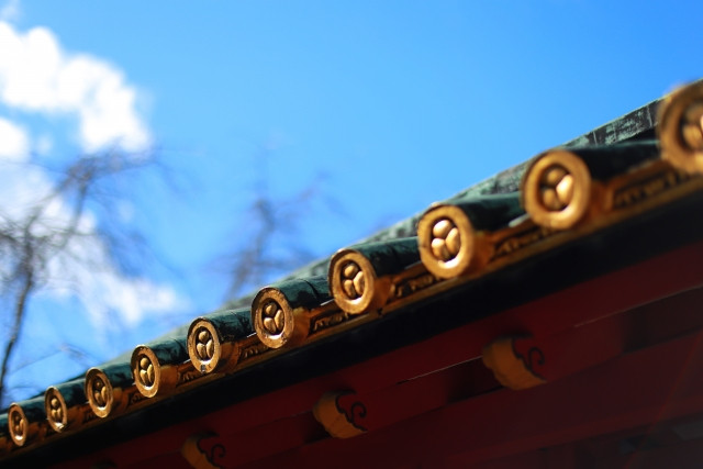 Shrine roof with beautiful decoration