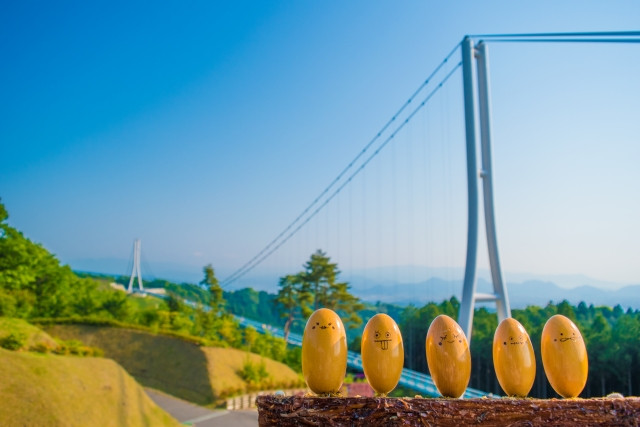 Mishima Skywalk bridge with cute figurines