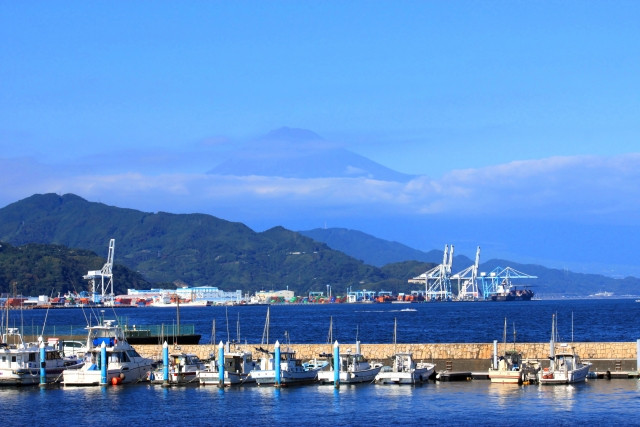 Boats parked at Shimizu Port