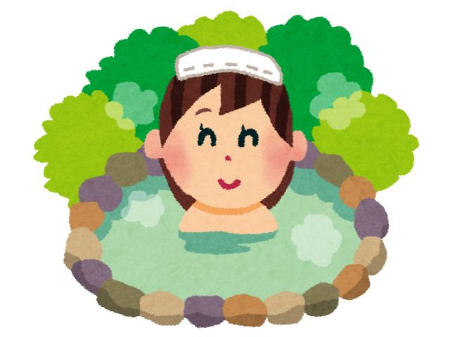 Image of woman enjoying hot spring
