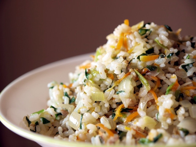 A plate of Takana fried rice.