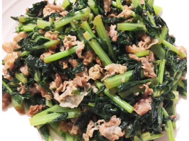 Stirfy pork and takana dish.