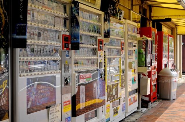 Row of vending machines in Japan