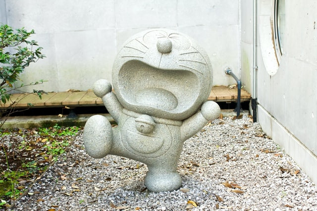 Stone doraemon statue at doraemon museum