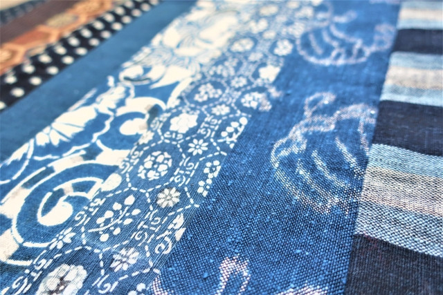 Japanese traditional indigo blue dyed fabric
