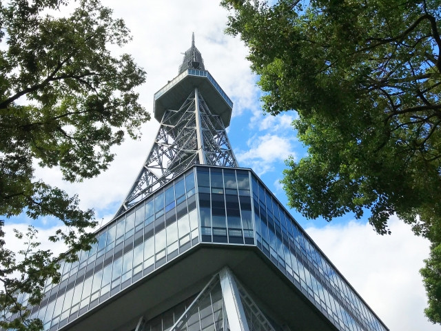 Nagoya TV Tower bordered by trees