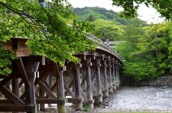 Grand wooden Ujibashi bridge that is rebuilt every 20 years