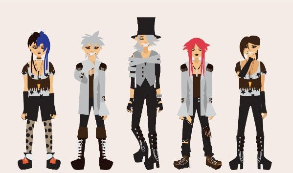 Cartoon imagery of visual kei style