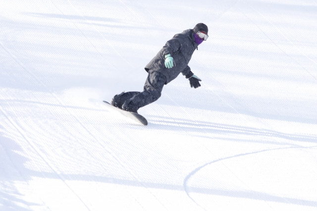 Cool snowboarding on fresh white snow