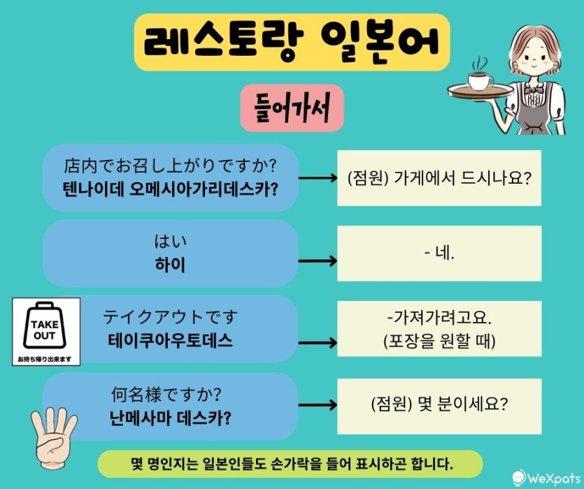 일본 식당 레스토랑 일본어 입장 이미지