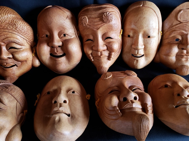 Máscaras japonesas de los Siete dioses de la fortuna