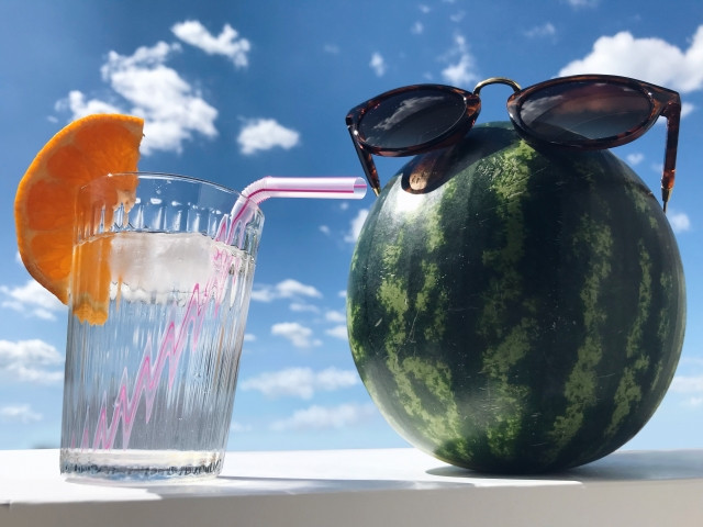 image of japanese summer with hip watermelon