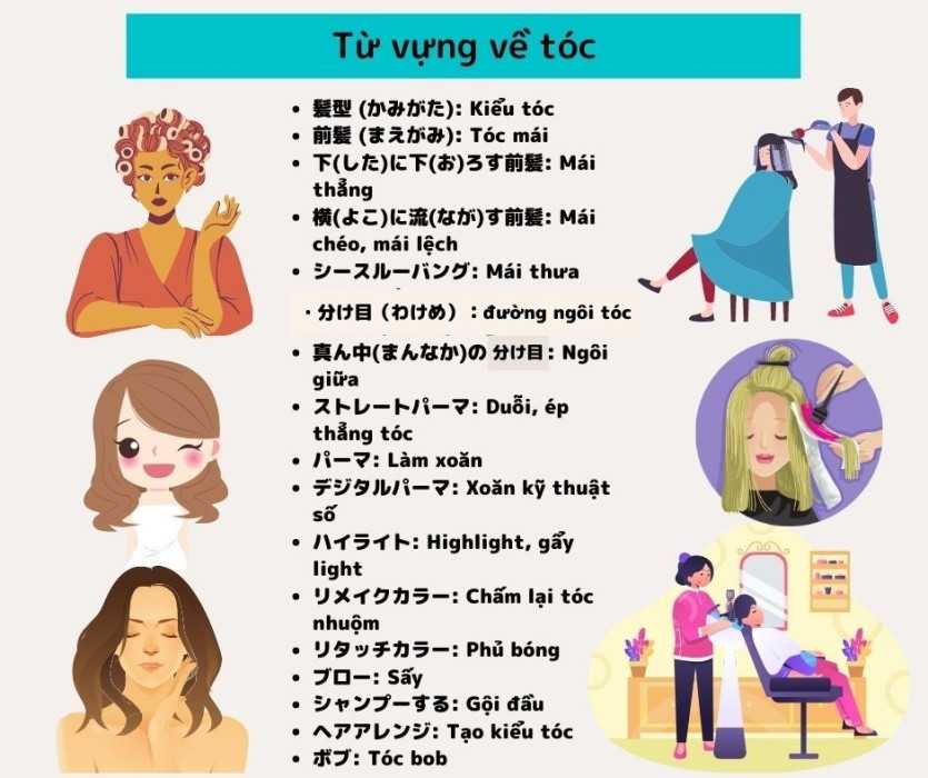 Từ vựng cắt tóc tiếng Nhật